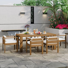 Load image into Gallery viewer, Rustic Patio Dining Set For 6 With Removable Cushions