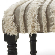 Load image into Gallery viewer, 47" Cream Textural Boho Stripe Black Leg Upholstered Bench