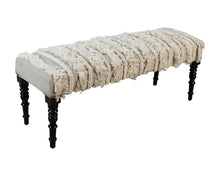 Load image into Gallery viewer, 47" Cream Textural Boho Stripe Black Leg Upholstered Bench