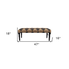 Load image into Gallery viewer, 47" Tan And Black Black Leg Checkered Upholstered Bench