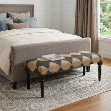 Load image into Gallery viewer, 47" Tan And Black Black Leg Checkered Upholstered Bench