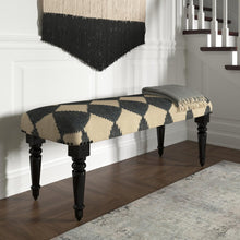 Load image into Gallery viewer, 47" Tan And Black Black Leg Checkered Upholstered Bench