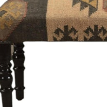 Load image into Gallery viewer, 47" Shades of Brown Black Leg Southwest Upholstered Bench