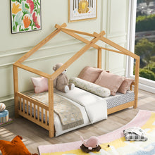 Load image into Gallery viewer, House Platform Bed With Headboard And Footboard, Roof Design