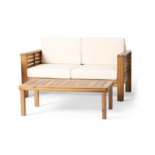 Load image into Gallery viewer, Acacia Wood Loveseat And Coffee Table Set With Cushions