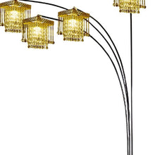 Load image into Gallery viewer, Four Light Arc Floor Lamp With Clear Crystal Glass Chandelier Shade - Black