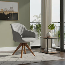 Load image into Gallery viewer, Fabric And Natural Swivel Arm Chair 23" - Dark Gray