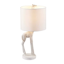Load image into Gallery viewer, 17" White Textured Giraffe Table Lamp With White Drum Shade