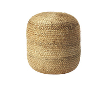 Load image into Gallery viewer, Jute Round Pouf Ottoman - Light Brown