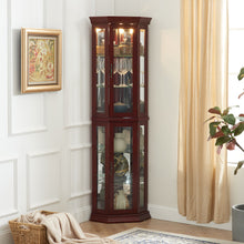 Load image into Gallery viewer, Corner Curio Cabinet With Lights, Adjustable Tempered Glass Shelves, Mirrored Back, Display Cabinet (E26 Light Bulb Not Included)