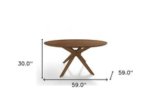 Load image into Gallery viewer, 59" Brown Rounded Pedestal Base Dining Table