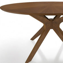 Load image into Gallery viewer, 59" Brown Rounded Pedestal Base Dining Table