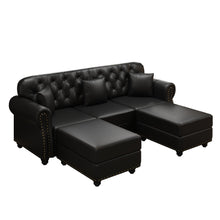 Load image into Gallery viewer, Upholstered Sofa With Nailhead Trim, Rolled Armrests With Ottoman