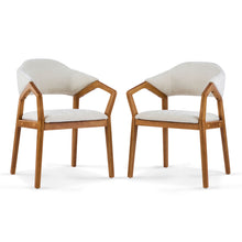 Load image into Gallery viewer, Indoor Upholstered Dining Armchair (Set of 2) - Beige / Teak