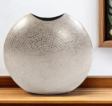 Load image into Gallery viewer, Hammered Round Table Vase - Silver