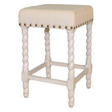 Load image into Gallery viewer, Backless Counter Height Bar Chair With Footrest 24" - Cream and White