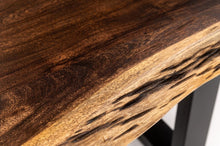 Load image into Gallery viewer, 102" Brown And Black Solid Wood And Metal Sled Base Dining Table