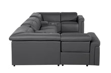 Load image into Gallery viewer, Italian Leather Power Reclining U Shaped Eight Piece Sectional With Console - Dark Gray