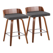 Load image into Gallery viewer, Maya - Mid Century Modern Fixed Height Counter Stool & Swivel With Square Footrest (Set of 2)