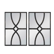 Load image into Gallery viewer, Rectangular Wooden Wall Mirror With Antique Frame, Vertical Or Horizontal Home Decor For Living Room (Set of 2)