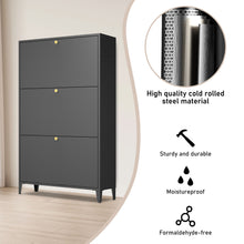 Load image into Gallery viewer, 3 Drawer All Steel Shoe Cabinet, Freestanding Storage Organizer With Flip Door