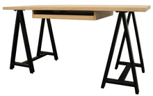 Load image into Gallery viewer, 60" Ivory and Black Solid Wood Executive Desk