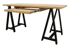 Load image into Gallery viewer, 60" Ivory and Black Solid Wood Executive Desk