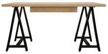 Load image into Gallery viewer, 60" Ivory and Black Solid Wood Executive Desk