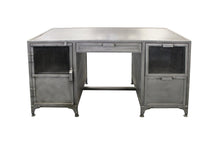 Load image into Gallery viewer, 56" Gray Metal Computer Desk With Three Drawers