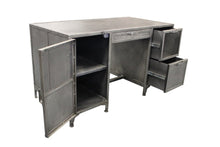 Load image into Gallery viewer, 56" Gray Metal Computer Desk With Three Drawers