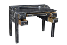 Load image into Gallery viewer, 46" Black Solid Wood Writing Desk With Seven Drawers