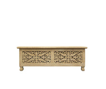 Load image into Gallery viewer, 46" Antique White Solid Carved Wood Scroll Bench with Flip Top