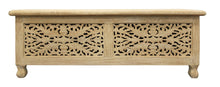 Load image into Gallery viewer, 46" Antique White Solid Carved Wood Scroll Bench with Flip Top