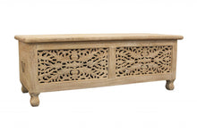 Load image into Gallery viewer, 46" Antique White Solid Carved Wood Scroll Bench with Flip Top