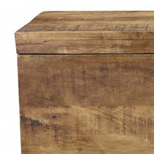 Load image into Gallery viewer, 46" Brown and Black Distressed Solid Wood Storage Bench with Flip Top