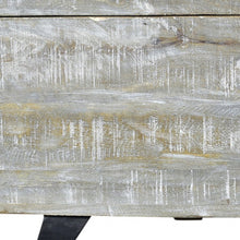 Load image into Gallery viewer, 46" Gray and Black Distressed Solid Wood Storage Bench with Flip Top