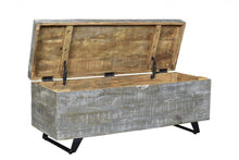 Load image into Gallery viewer, 46" Gray and Black Distressed Solid Wood Storage Bench with Flip Top