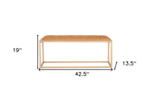 Load image into Gallery viewer, 43" Brown And Gold Upholstered Upholstery Bedroom Bench