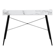 Load image into Gallery viewer, 47" White and Black Wood and Iron Parsons Writing Desk