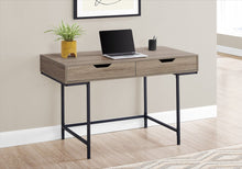 Load image into Gallery viewer, 47" Taupe and Black Wood and Metal H-Shape Computer Desk With Two Drawers