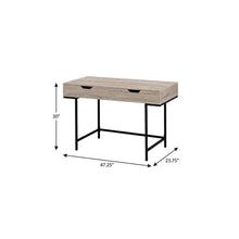 Load image into Gallery viewer, 47" Taupe and Black Wood and Metal H-Shape Computer Desk With Two Drawers