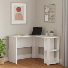 Load image into Gallery viewer, 47" White Wood Corner Computer Desk