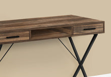 Load image into Gallery viewer, 42" Brown and Black Wood and Metal x-Shape Computer Desk With Two Drawers