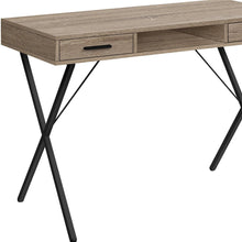Load image into Gallery viewer, 42" Taupe and Black Computer Desk With Two Drawers
