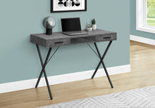 Load image into Gallery viewer, 42" Gray and Black Wood and Metal x-Shape Computer Desk With Two Drawers