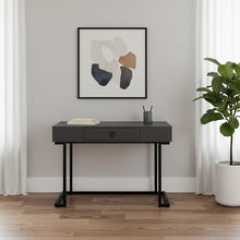 Load image into Gallery viewer, 42" Gray and Black Wood and Metal Sled Computer Desk