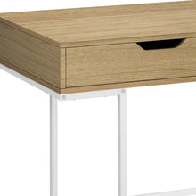 Load image into Gallery viewer, 47" Natural and White Wood and Metal H-Shape Computer Desk With Two Drawers