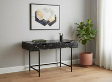 Load image into Gallery viewer, 47" Black and White Wood and Metal H-Shape Computer Desk With Two Drawers