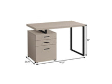 Load image into Gallery viewer, 47" Taupe and Black Wood and Metal Sled Computer Desk With Three Drawers