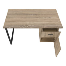 Load image into Gallery viewer, 47" Taupe and Black Wood and Metal Sled Computer Desk